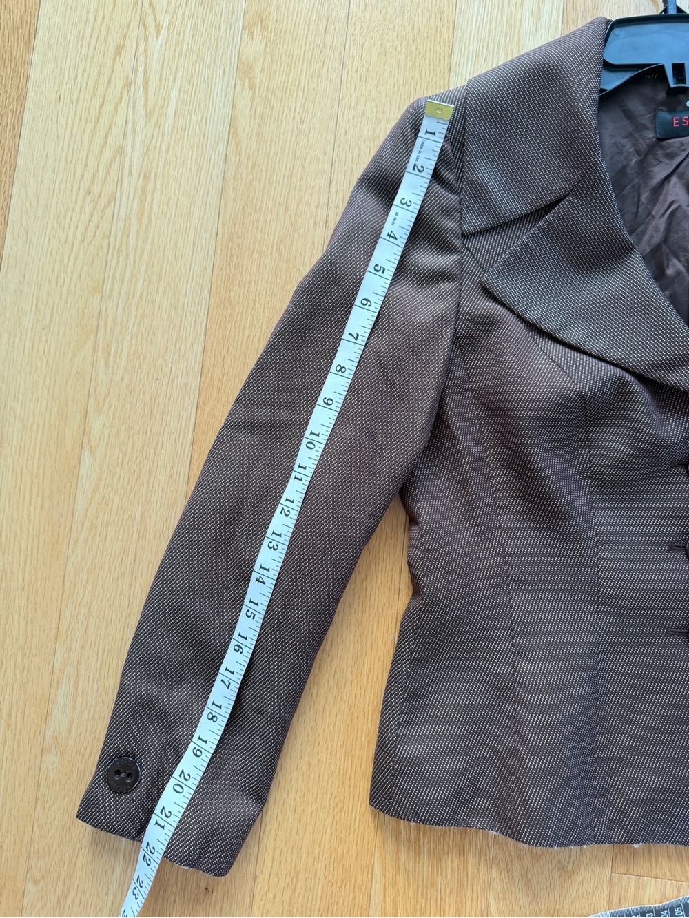 Escada Brown Micro Textured Wool Silk Tailored Blazer Quiet Luxury M - Picture 12 of 16